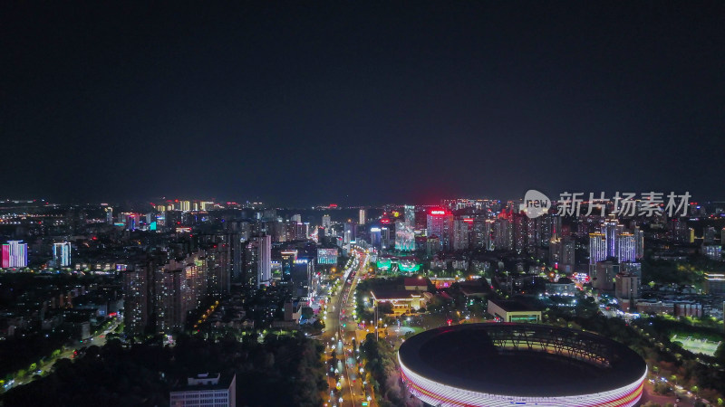 航拍四川泸州夜景泸州城市建设