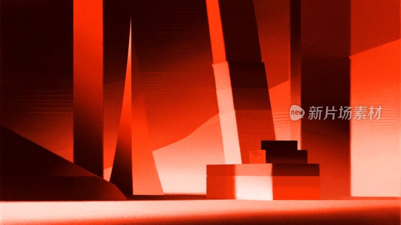 红色抽象几何光影场景