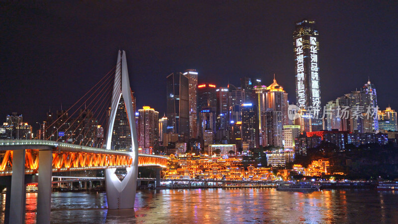 重庆千厮门大桥洪崖洞夜景