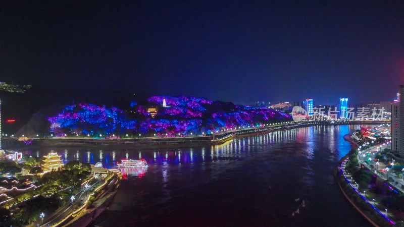 航拍四川宜宾夜景宜宾城市风光