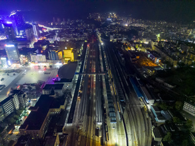 城市夜景万家灯火航拍摄影图