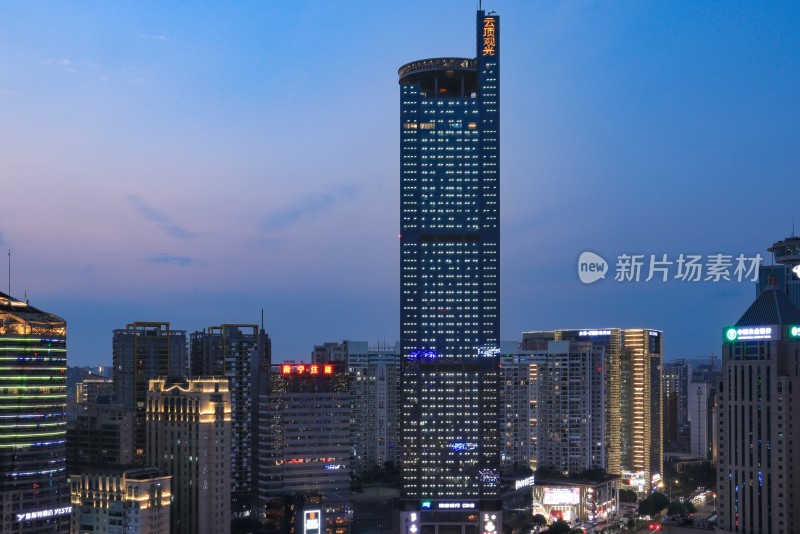 广西南宁地王大厦城市风光建筑夜景