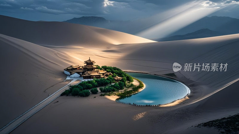 敦煌月牙泉沙漠绿洲