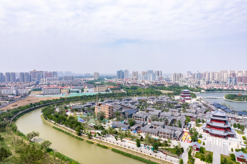 航拍河北沧州城市大景