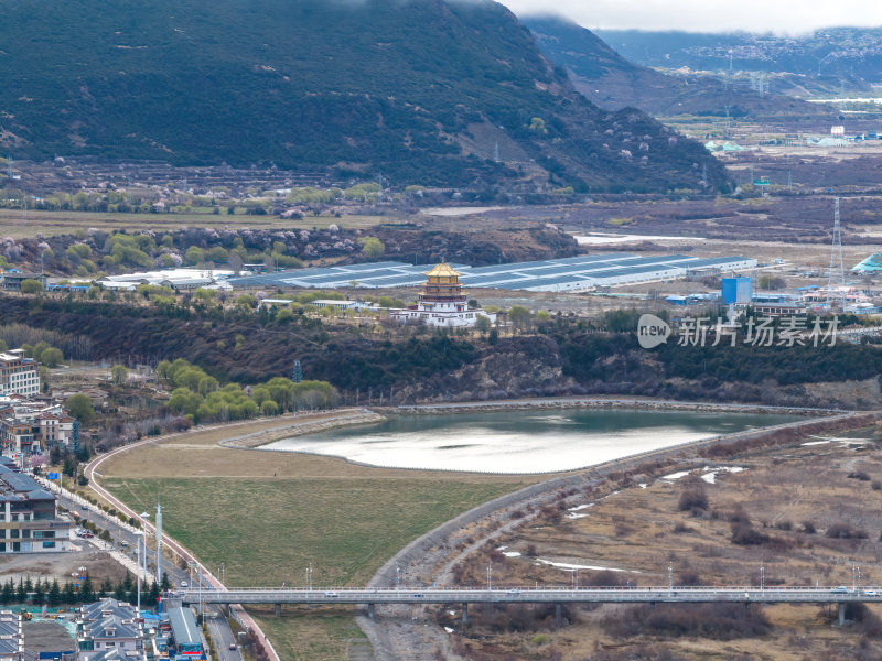 西藏林芝地区八一镇现代化都市航拍