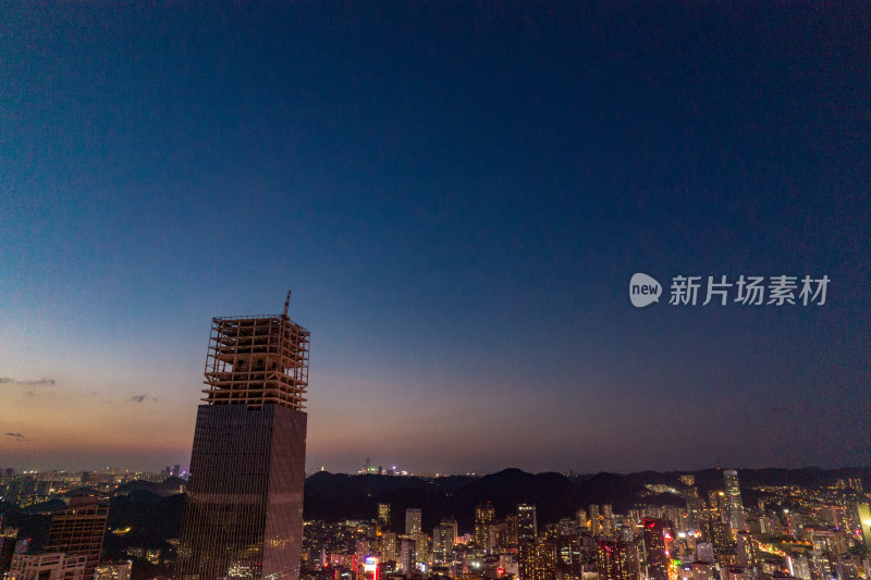 贵阳城市夜景晚霞航拍摄影图