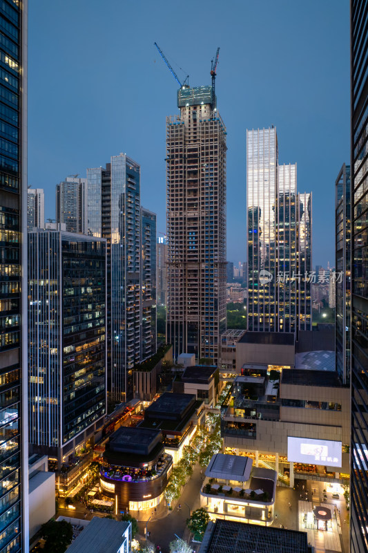 深圳商业地产万象天地建筑高楼群街景夜景