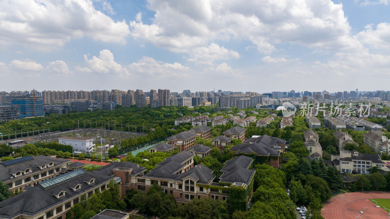 航拍杭州西湖区城市风光