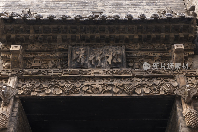 古色古香古代屋檐石雕山西乔家大院