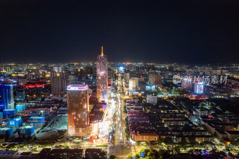 保定万博广场夜景航拍图