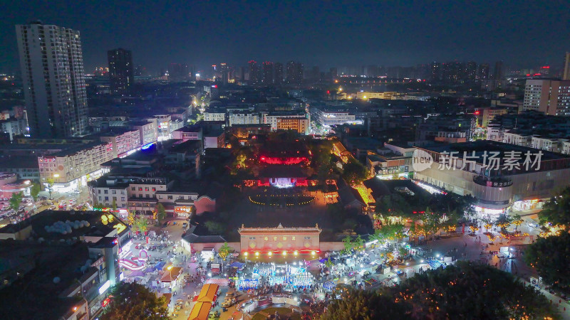 四川德阳文庙夜景航拍