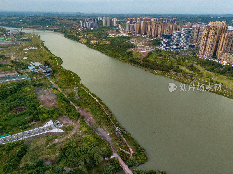 内江城市绿化植物航拍图