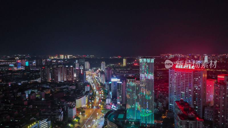 航拍四川泸州夜景泸州一环路夜景