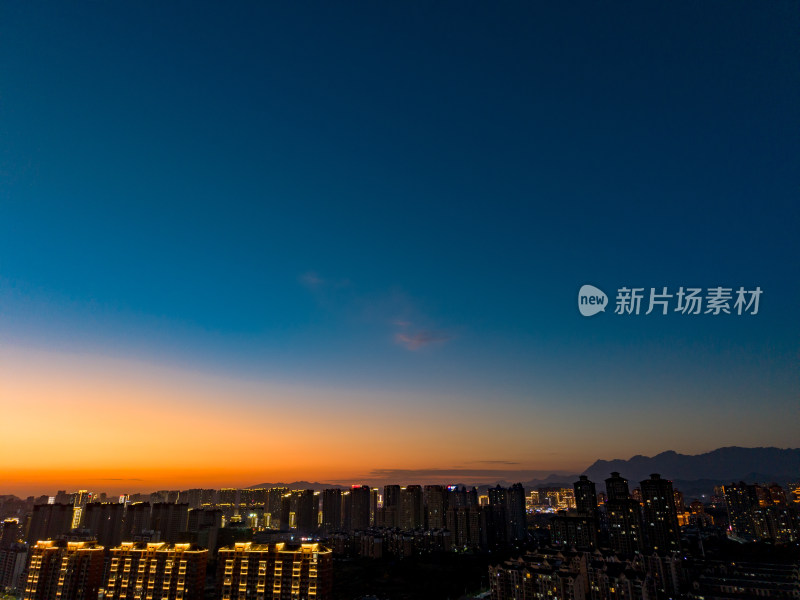 上饶晚霞夜景灯光航拍图