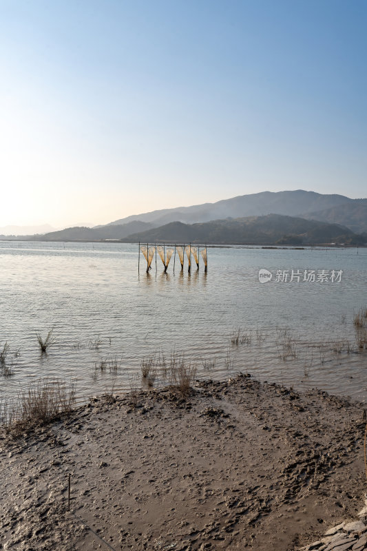 福建宁德霞浦县城红树林湿地涂滩海边景观