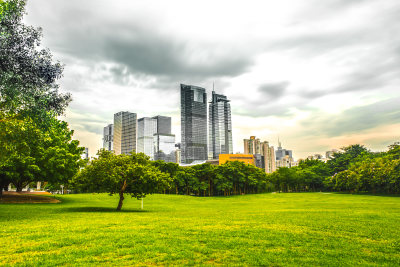 简约城市建筑绿化单色调背景图