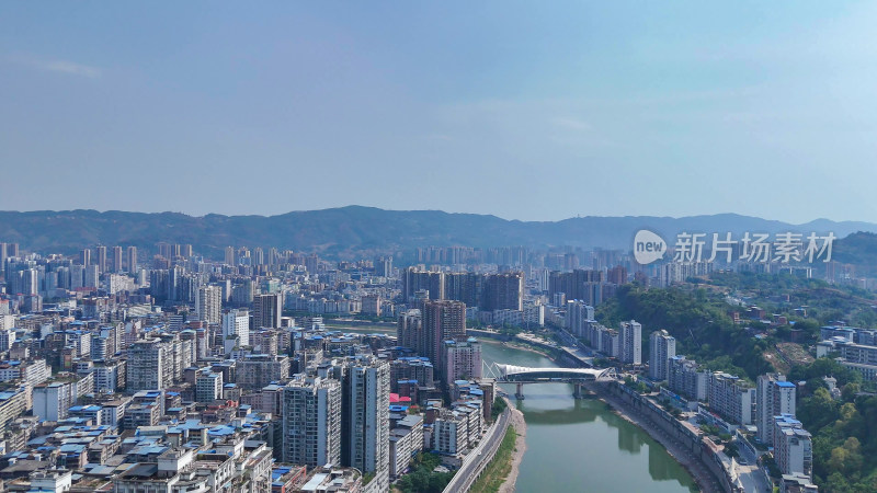 航拍四川达州建设达州大景