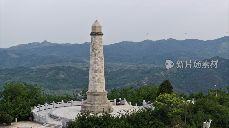 航拍乳山市马石山十勇士革命烈士纪念馆