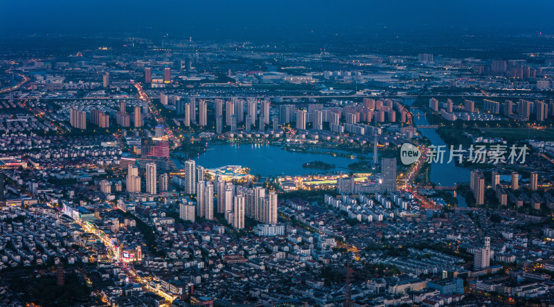 常熟城市夜景鸟瞰全景