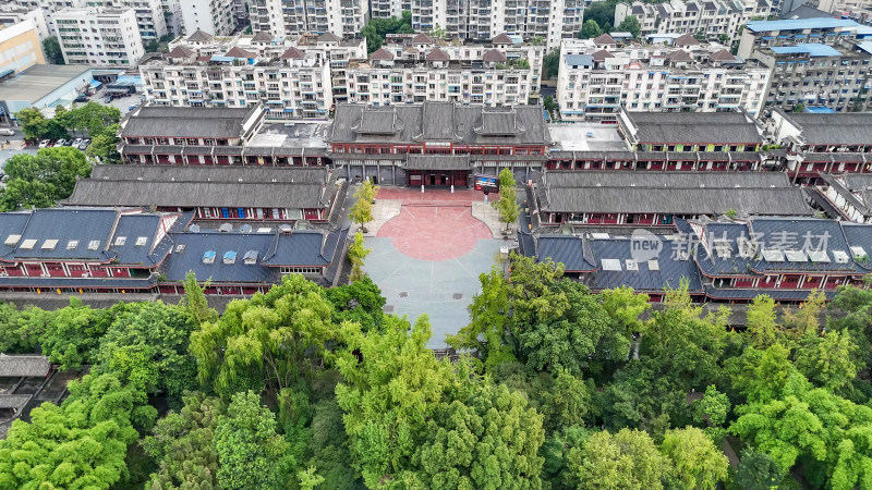 四川眉山三苏祠商业街航拍图