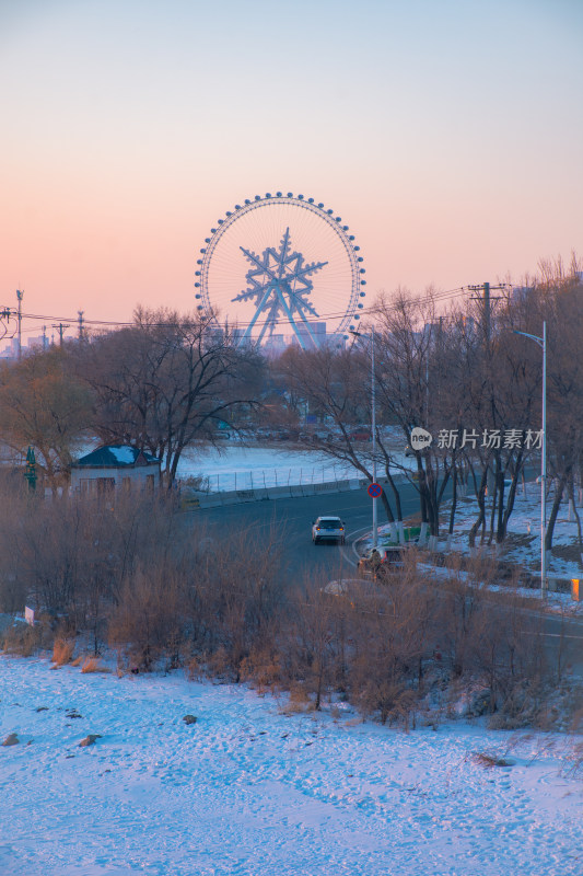 北方的冬天夕阳