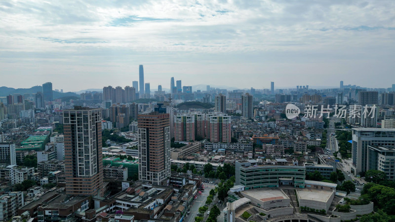 航拍东莞大景东莞城市天际线