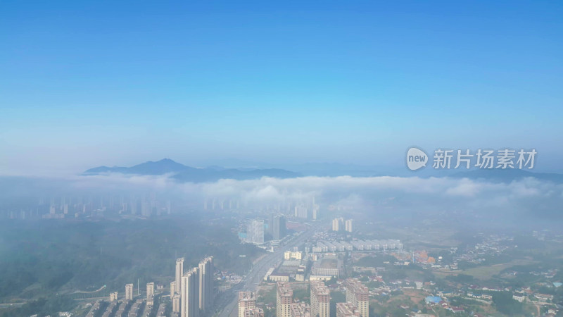 航拍湖南怀化鹤城区云海风光