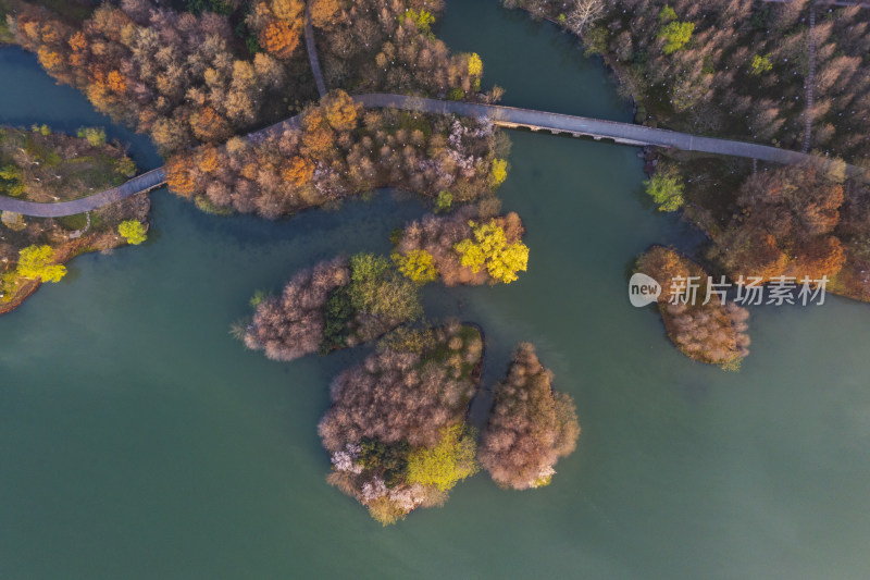 杭州萧山湘湖老虎洞景区秋色航拍