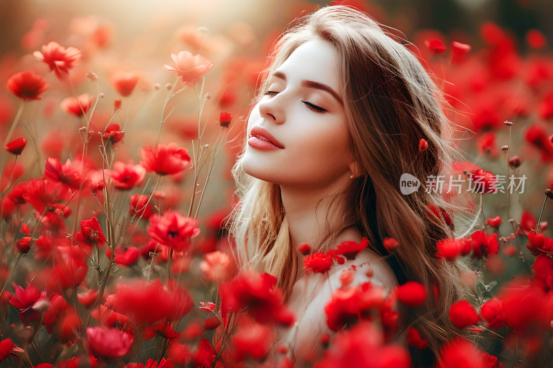 妇女节背景图女性花朵