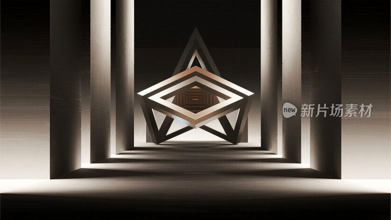 几何结构光影抽象场景