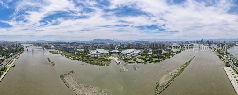 福建福州闽江风光全景图