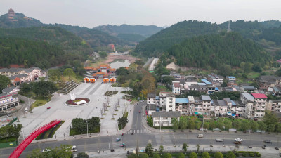 航拍四川遂宁观音故里灵泉寺