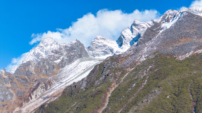 四川阿坝理县毕棚沟的雪山雪景