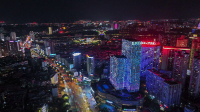 航拍四川泸州夜景泸州蜀泸大道夜景摄影图