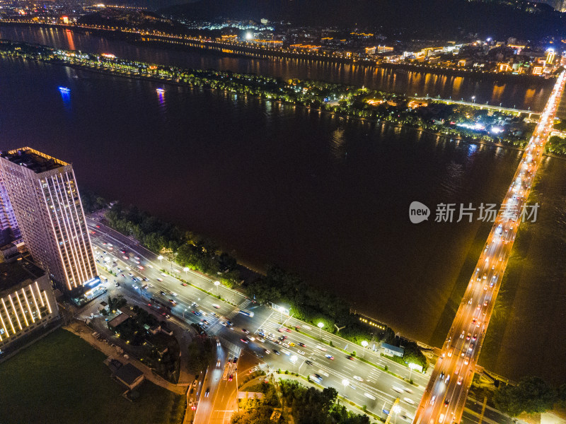 湖南长沙湘江橘子洲夜景