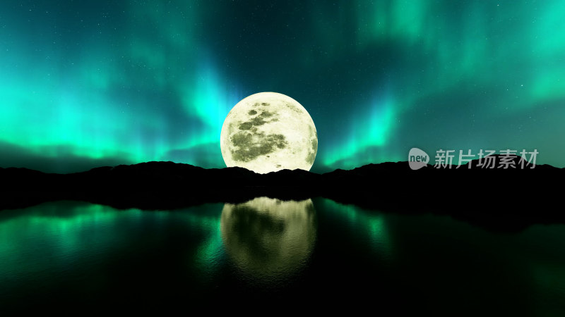 极光夜晚  月亮