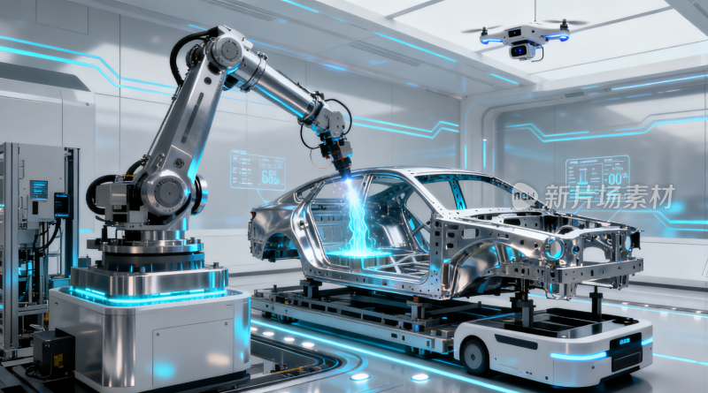 机器人自动化生产汽车画面