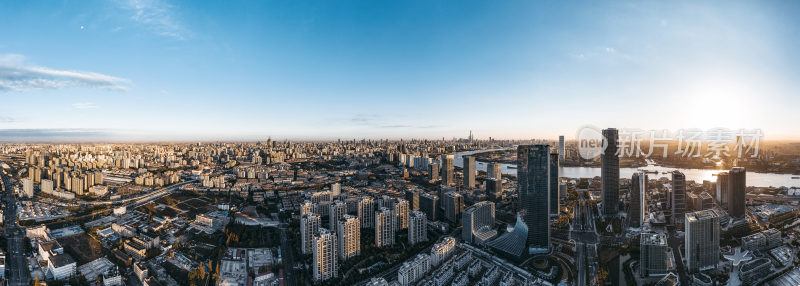 上海徐汇区西岸城市CBD建筑群日出全景