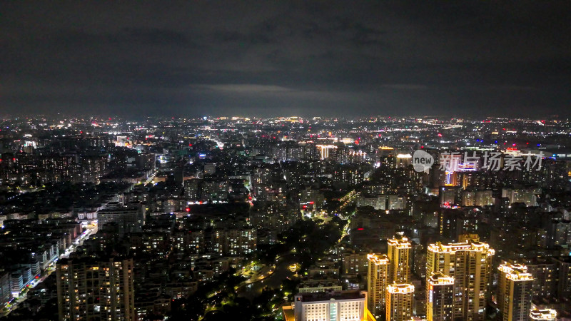 广东汕头城市大景夜景灯光航拍