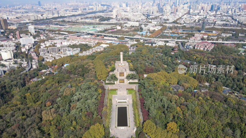 航拍南京雨花台烈士纪念碑