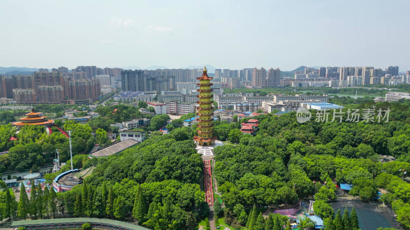 航拍湖北鄂州莲花山