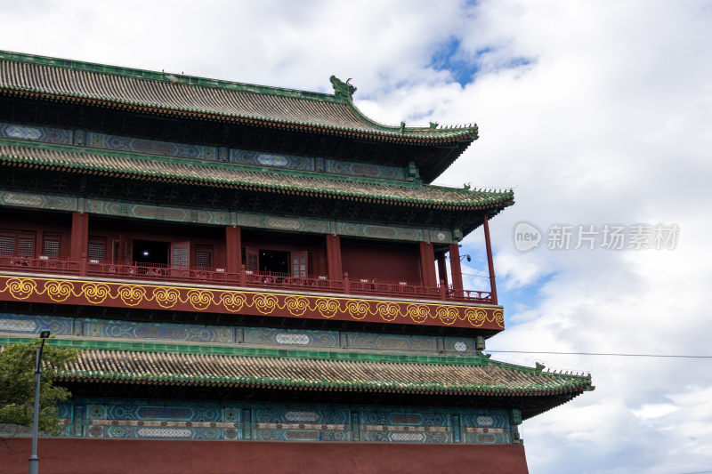 北京鼓楼中国风传统古建筑屋檐特写