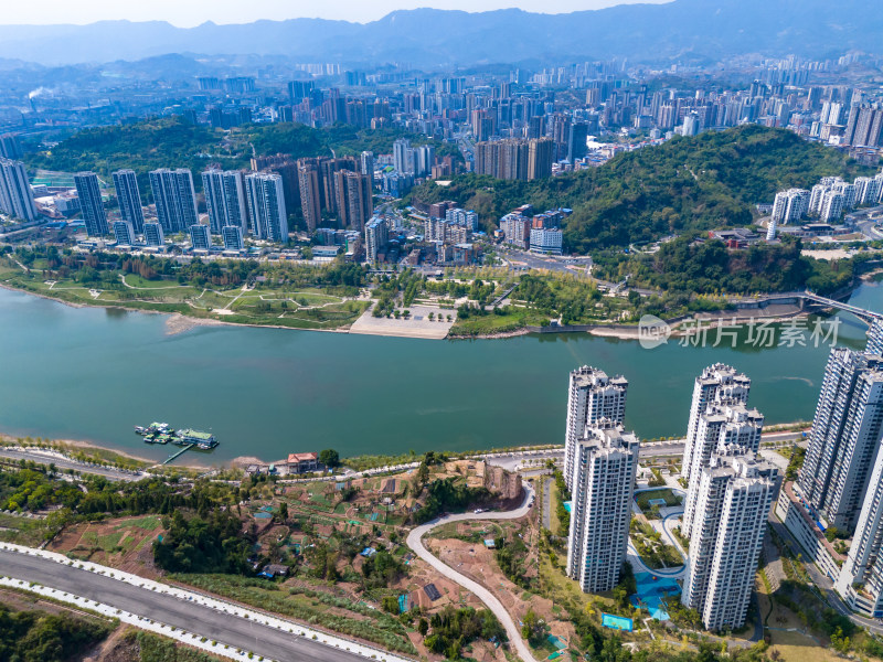 达州通川区城市建设航拍图