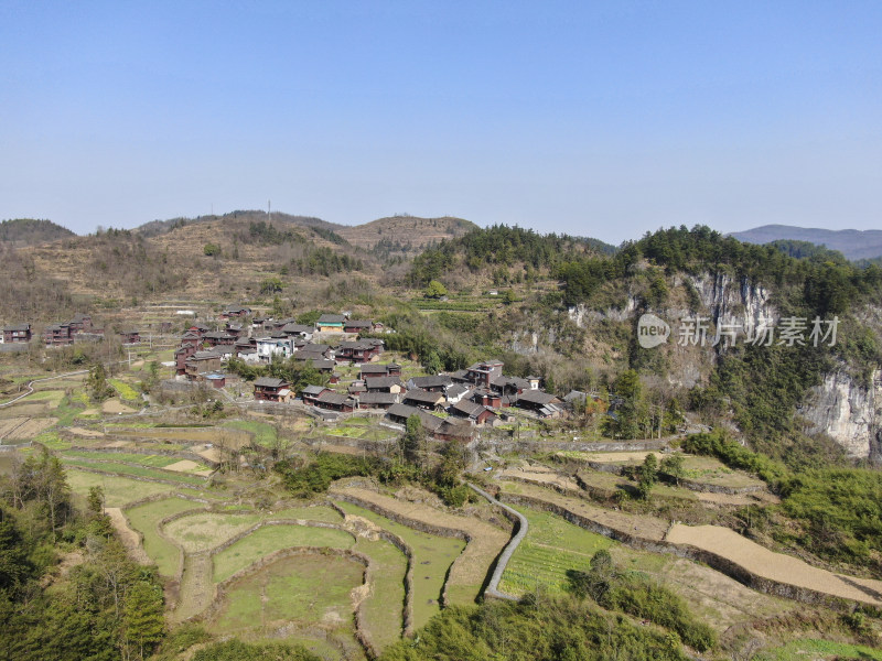 湖南湘西矮寨奇观 A景区航拍摄影图