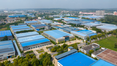 工厂厂房屋分布式顶光伏发电站航拍