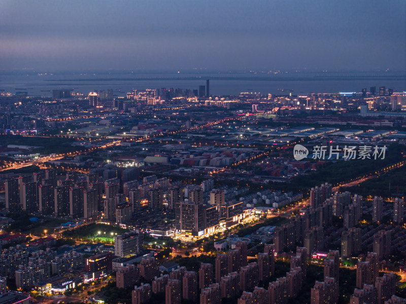 航拍上海城市夜景风光