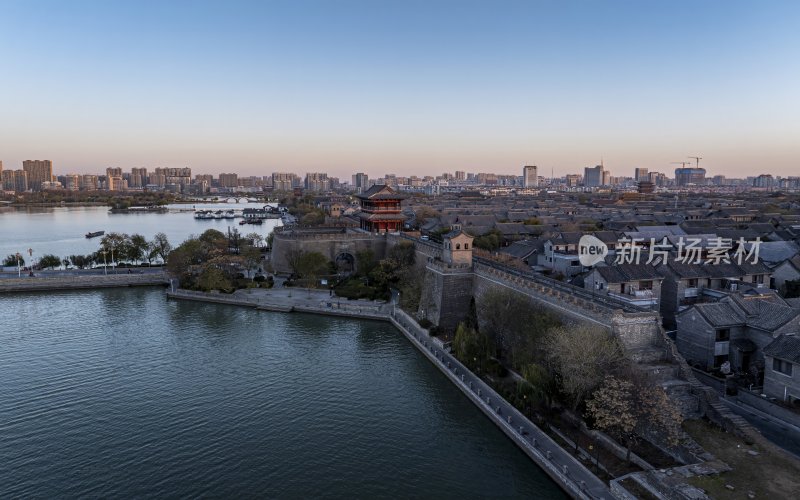 山东省聊城市东昌府区聊城古城航拍