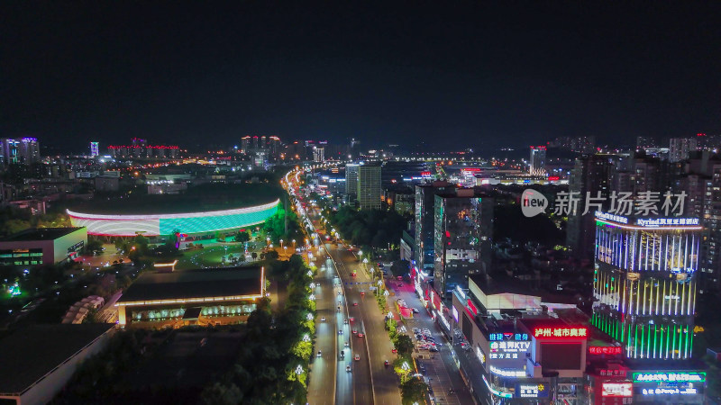 航拍四川泸州夜景摄影图