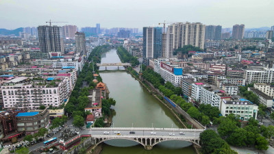 航拍湖南邵阳绍水风光带