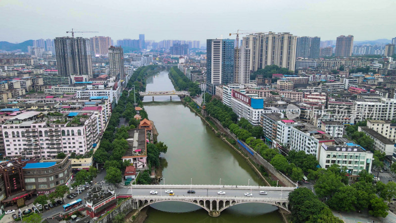 航拍湖南邵阳绍水风光带